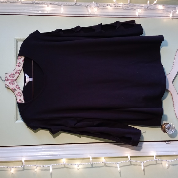 Women's Terra & Sky 14W 0X black bow arm semi sleeve top - Picture 1 of 6